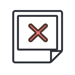 Obraz premium Negative feedback memo, outlined design with cross mark representing deletion