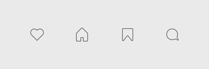 Social media icons 4 style like,home,save and comment.Minimalist icon 4 style vector ilustration