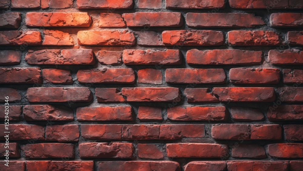 Poster a weathered red brick wall, with each brick showcasing its unique texture and character, highlightin