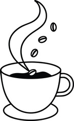 Bean Transforming into a Cup Metamorphosis Style vector Line art illustration