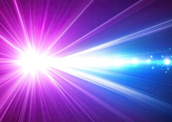 Abstract vibrant burst of purple and blue light rays