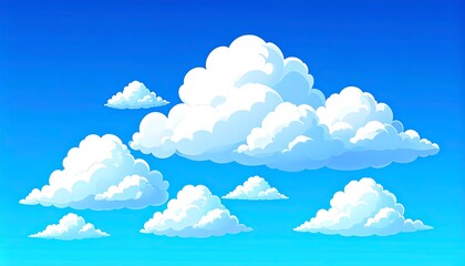 Fluffy clouds with blue sky, and nature.