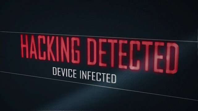 Hacking detected device infected from virus on computer screen pixel with flicker effect. Green numeral software global network. Cyber security hacker interrupt concept. Big Data technology. 4K motion