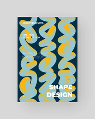 Bright abstract poster with fluid 3D shapes. Vivid Tubes with Gradient Effect