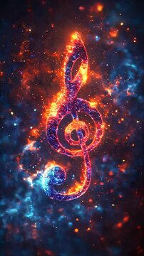 Music note with a galaxy background