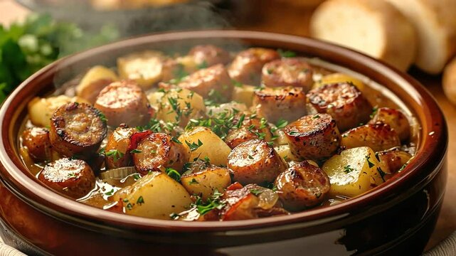 traditional irish coddle in a ceramic pot video