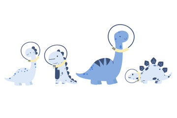 astronaut dinosaurs kids cartoon astro dino baby vector