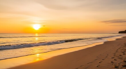 Fototapeta premium Golden Hour Serenity: Coastal Calm and Peaceful Escape