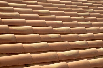 New mediterranean tile roof close up