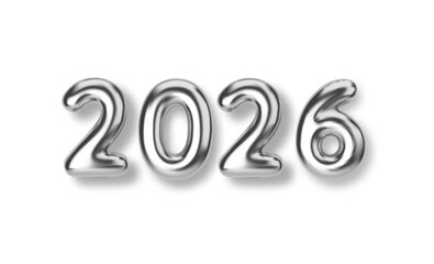 Shiny metallic 2026 vector illustration with a modern 3D style, perfect for New Year designs, event promotions, and marketing materials. Ideal for futuristic and celebratory themes.