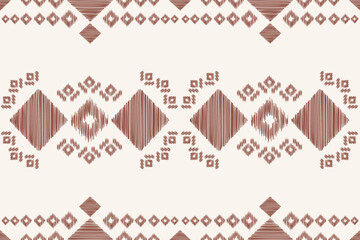 Ethnic ikat traditional motif fabric pattern geometric style.African Ikat embroidery Ethnic oriental pattern white cream brown background wallpaper. Abstract,vector.Texture,frame,decoration.