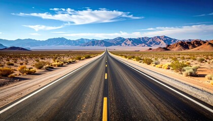 Naklejka premium Endless Desert Highway A Journey Through the Vastness of the American West