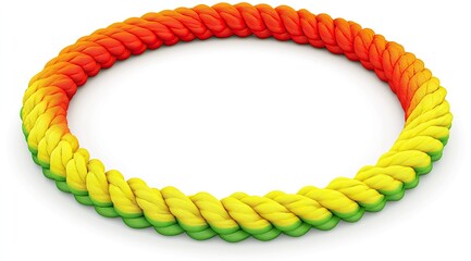Colorful braided rope circle on white background
