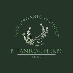 Obraz premium Herbal and natural medicine logo design concept. Medicinal plant logo design template