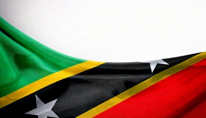 Saint Kitts and Nevis flag on white background. copy space