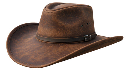 Isolated Brown Leather Cowboy Hat