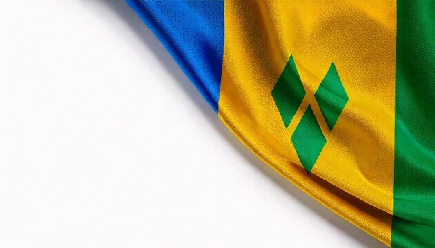 Saint Vincent and the grenadines flag on white background. copy space