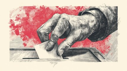 Fototapeta premium The Power of a Vote: A Hand Casting a Ballot