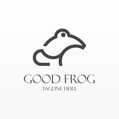 Frog logo design concept. Simple frog silhouette logo template