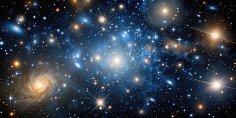 Obraz premium Galaxy Cluster Over Dark Space, interstellar medium, astrophysics, interstellar medium, astrophysics