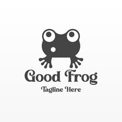 Frog logo design concept. Simple frog silhouette logo template