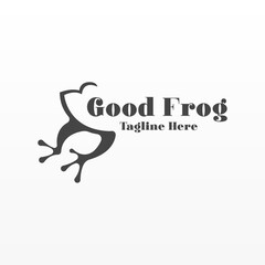 Frog logo design concept. Simple frog silhouette logo template