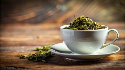Delicate tea leaves unfolding slowly in a cup, movement, delicate,  movement
