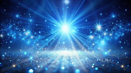 Obraz premium Sparkling blue light rays create a mesmerizing abstract background with delicate dust sparks, giving an ethereal feel to the image , mystical atmosphere, elegant abstract