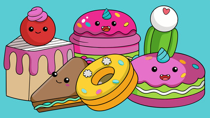 Kawaii Food Vector Set