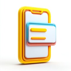 Brightly Colored Digital Device Concept with Layered Elements Standing Out Against White Background for Modern Technology Themes