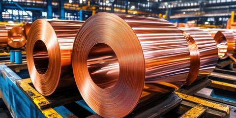 World prices for copper sheet production and market trends in the metallurgical industry. Copper sheet production concept