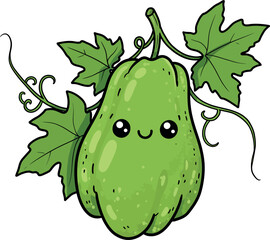 Cute Cartoon Pear with Smiling Face Illustration