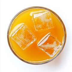 orange juice with ice glass