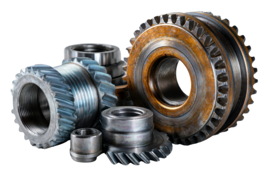 Industrial Harmony: A close-up shot showcases an array of meticulously crafted gears, gears symbolize the intricate dance of industrial innovation. This image evokes a sense of precision.