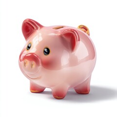 Cute and Shiny Piggy Bank with Adorable Features and a Slightly Glossy Finish Ideal for Savings and Financial Literacy Promotion