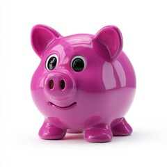 Colorful pink piggy bank with shiny surface and cute facial features reflecting playful savings concept for children and finance education