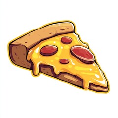 Delicious slice of cartoon pizza with melting cheese and pepperoni the perfect comfort food illustration for fun designs