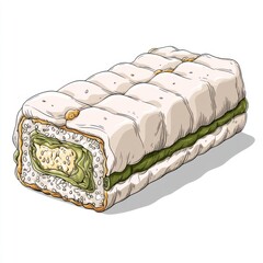 Detailed Illustration of a Delicious Sandwich with Fresh Vegetables and Creamy Filling