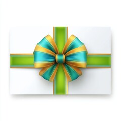 Brightly Colored Gift Box with Blue and Yellow Bow on White Background for Celebration and Special Occasions