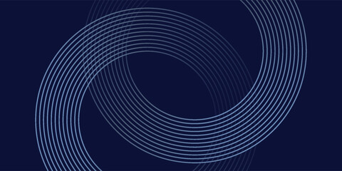 Abstract blue glowing geometric lines on dark blue background. Modern shiny blue circle lines pattern. Futuristic technology concept. Suit for cover, poster,