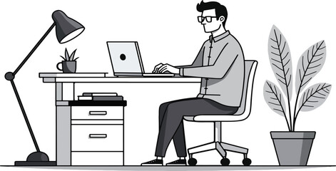 business woman working on computer