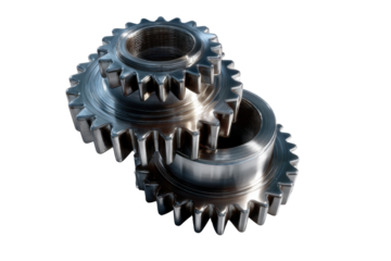 Interlocking Gears: A close-up shot highlighting the intricate design of two interlocking gears, symbolizing teamwork, connection, and the synergy of industrial processes.