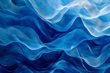 Fototapeta premium Abstract blue background with wavy elements. The design is made of soft, flowing lines and curves in shades of deep ocean blue. It creates an atmosphere of calmness and tranquility. 