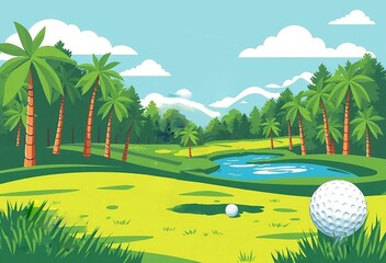 golf course with golf ball