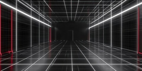 black futuristic cyber 3d empty room digital  background