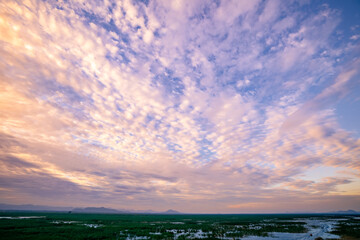 Serene sunset over lotus lake at khao sam roi yot national park, thailand