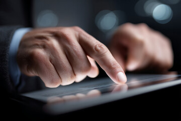 Businessman working on tablet.