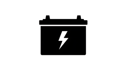 Car battery icon with lightning bolt symbol isolated on transparent background