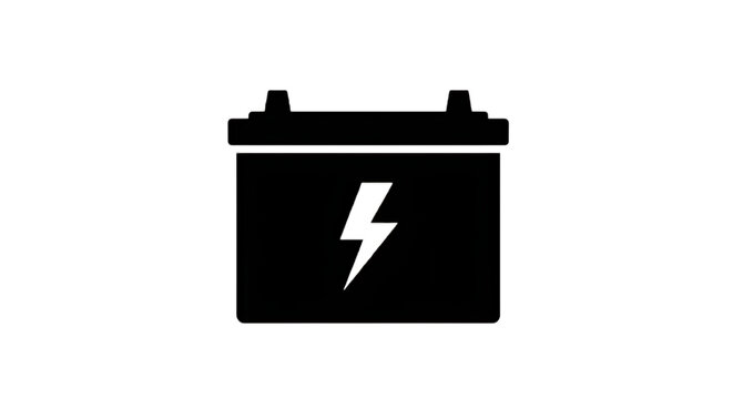 Car battery icon with lightning bolt symbol isolated on transparent background