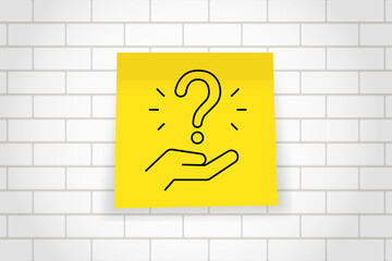 question. to ask. search for answers to questions. frequently asked questions. an icon with a sign on office paper. the banner. advertisement. black lines.
